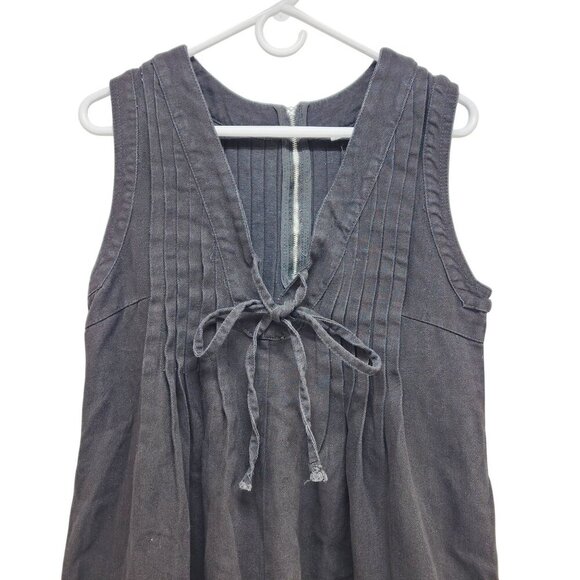 Womens Black Sleeveless Pleated overalls Shorts Tie Front Back Zip Size S - Picture 4 of 12